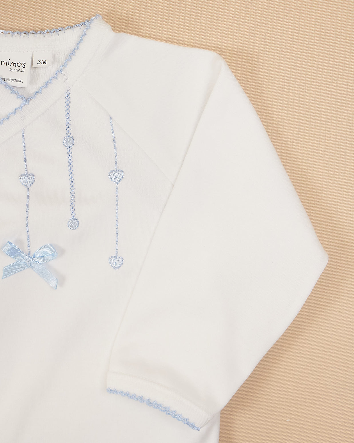 Hearts Bodysuit with Colored Stitching & Embroidery