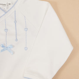 Hearts Bodysuit with Colored Stitching & Embroidery