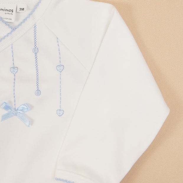 Hearts Bodysuit with Colored Stitching & Embroidery