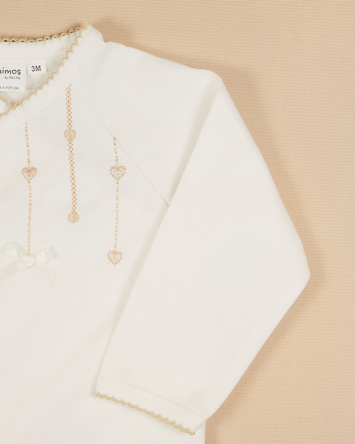 Hearts Bodysuit with Colored Stitching & Embroidery