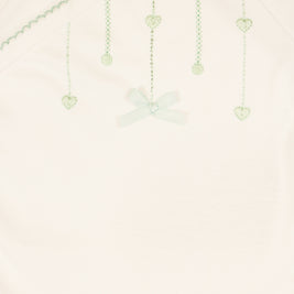 Hearts Bodysuit with Colored Stitching & Embroidery