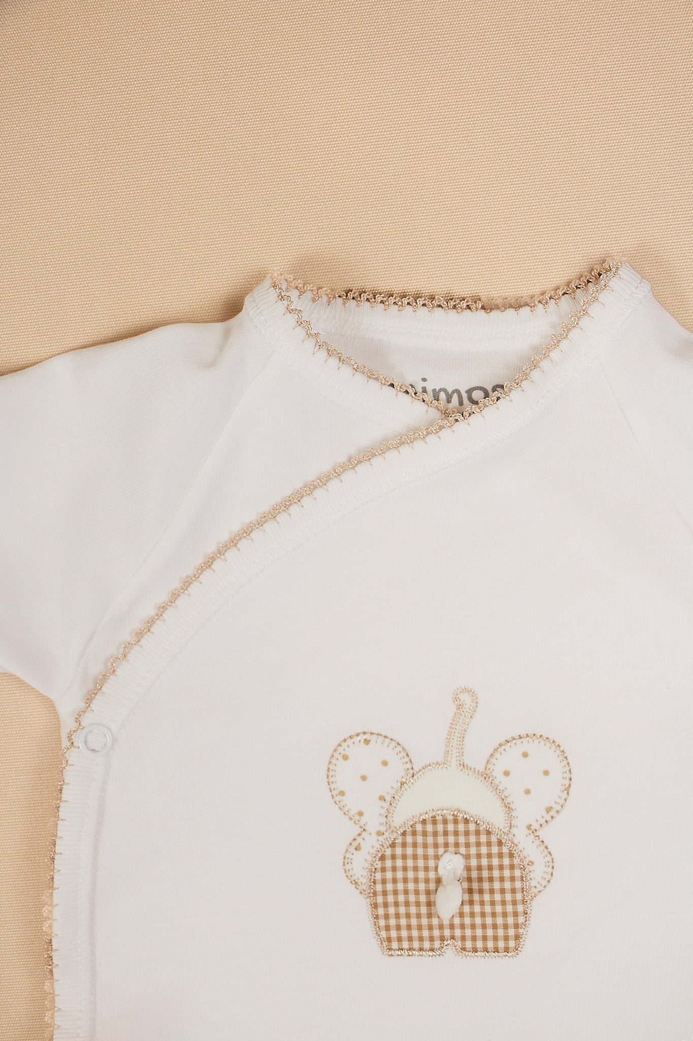 Elephant Cotton Bodysuit with Wrap Design & Appliqué