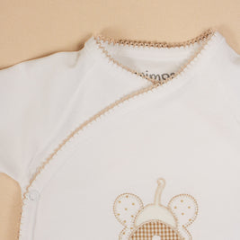 Elephant Cotton Bodysuit with Wrap Design & Appliqué