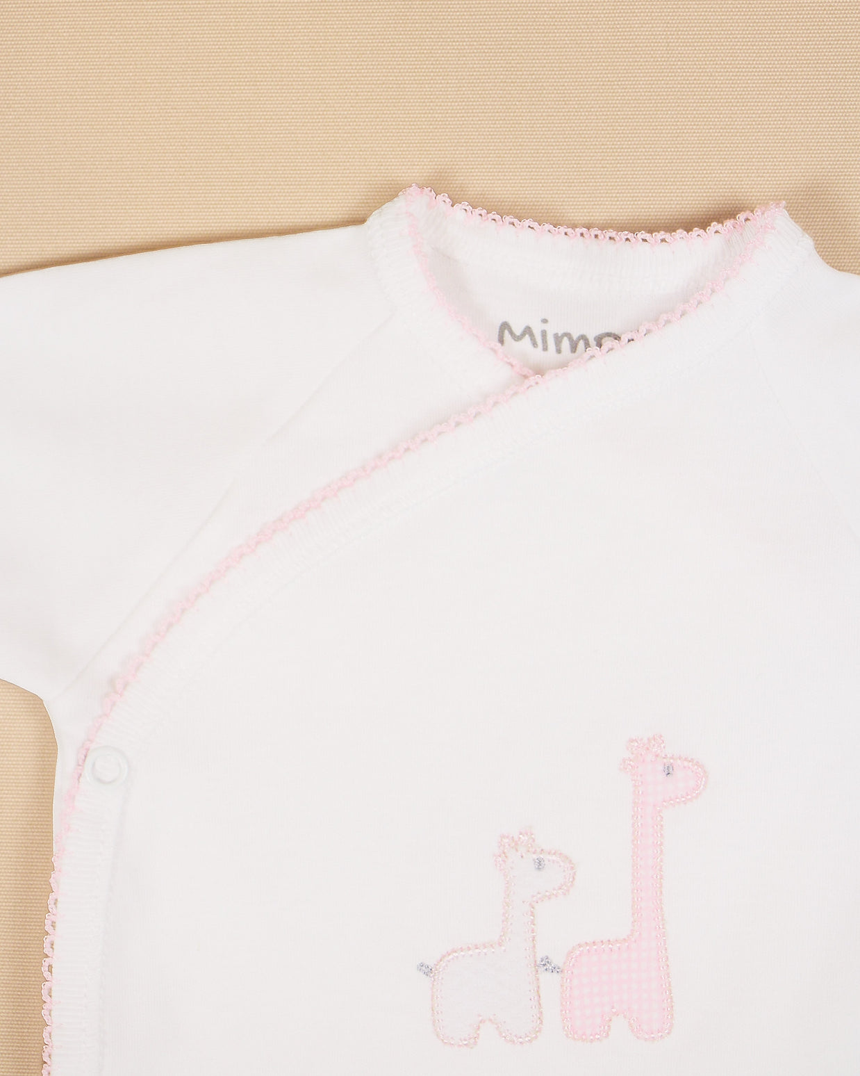 Giraffes Cotton Bodysuit with Wrap Design & Embroidery