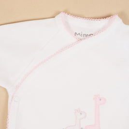 Giraffes Cotton Bodysuit with Wrap Design & Embroidery