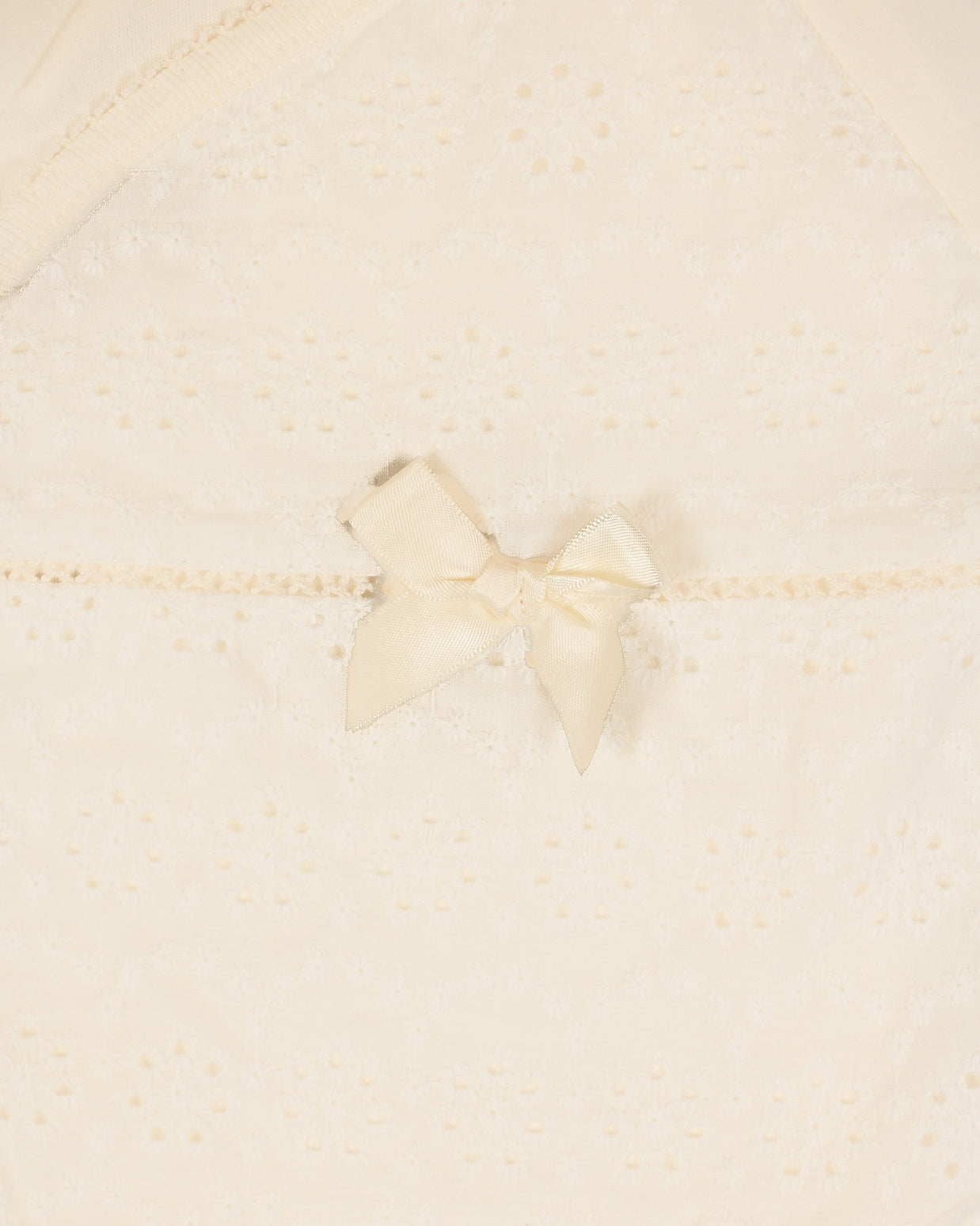Eyelet Bodysuit with Lace Embroidery & Satin Bow