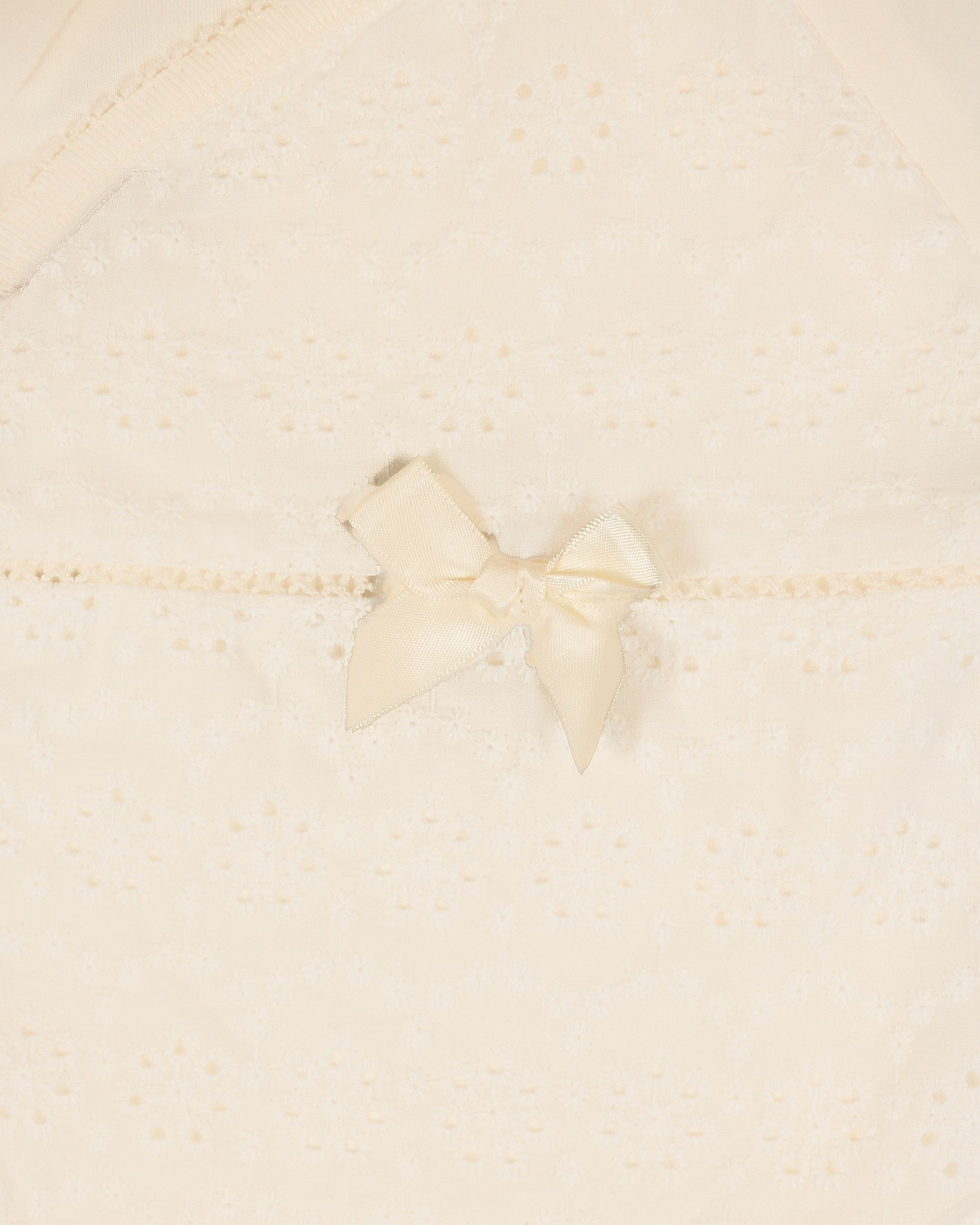 Eyelet Bodysuit with Lace Embroidery & Satin Bow