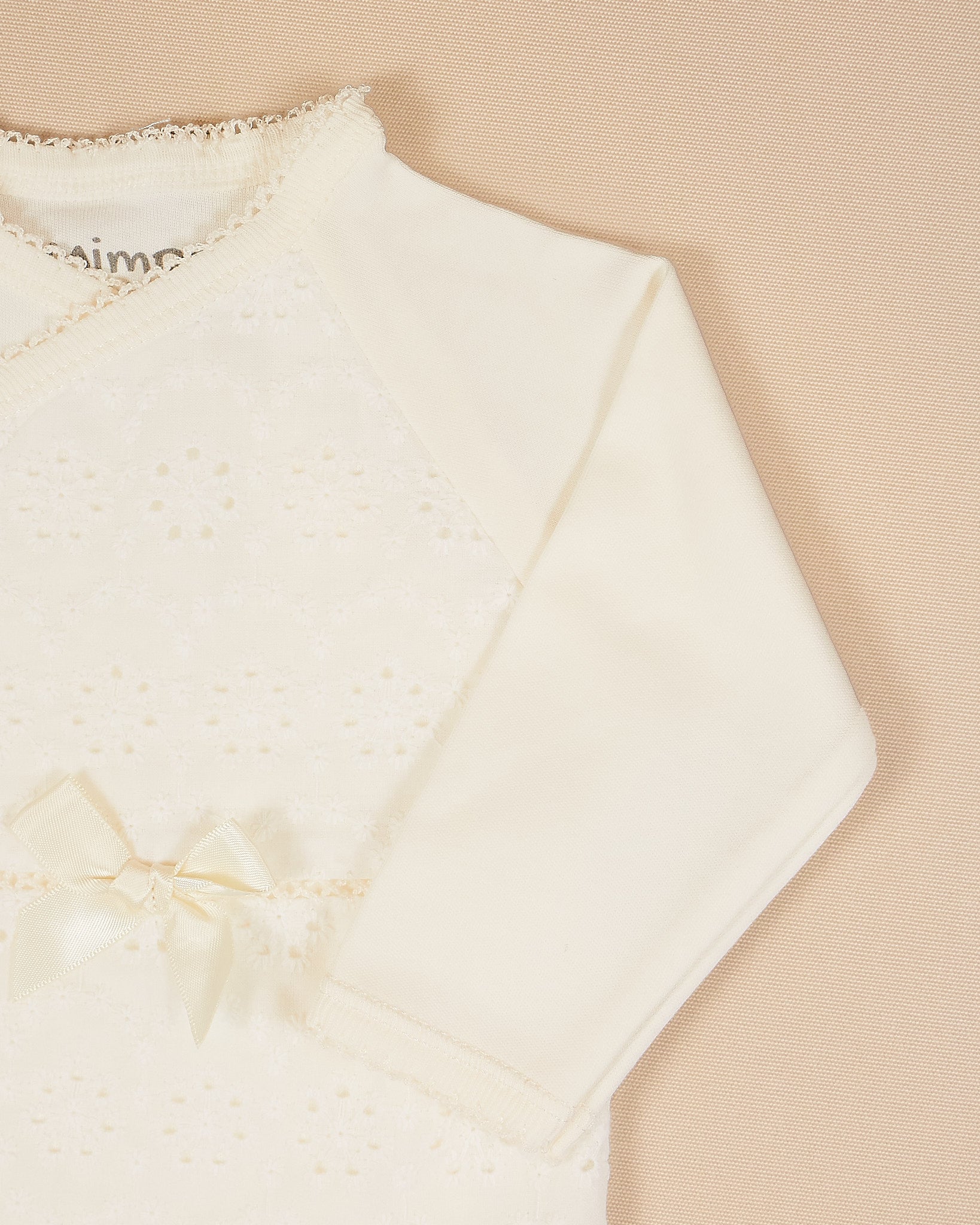 Eyelet Bodysuit with Lace Embroidery & Satin Bow