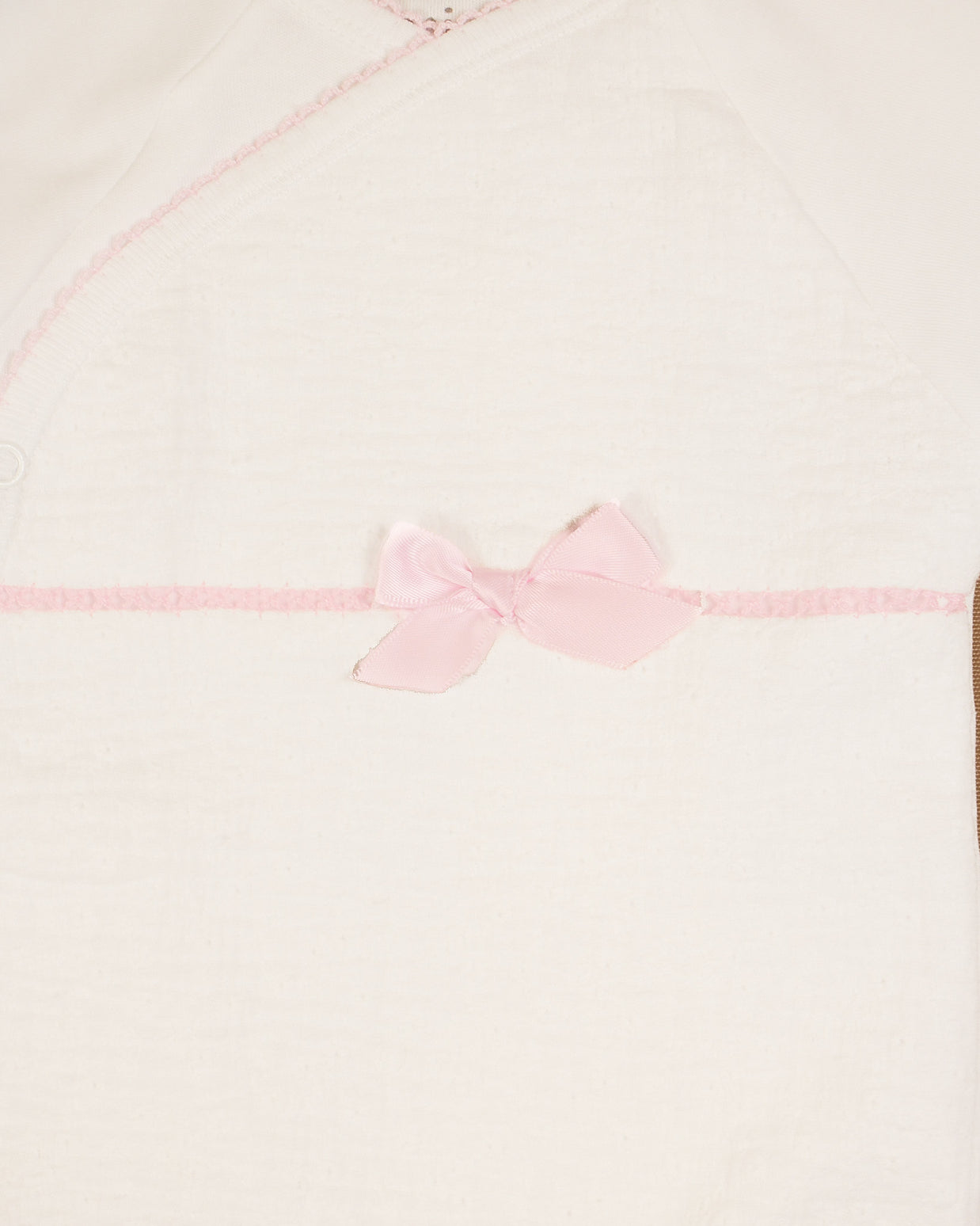 Eyelet Bodysuit with Lace Embroidery & Satin Bow