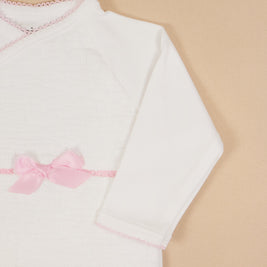 Eyelet Bodysuit with Lace Embroidery & Satin Bow