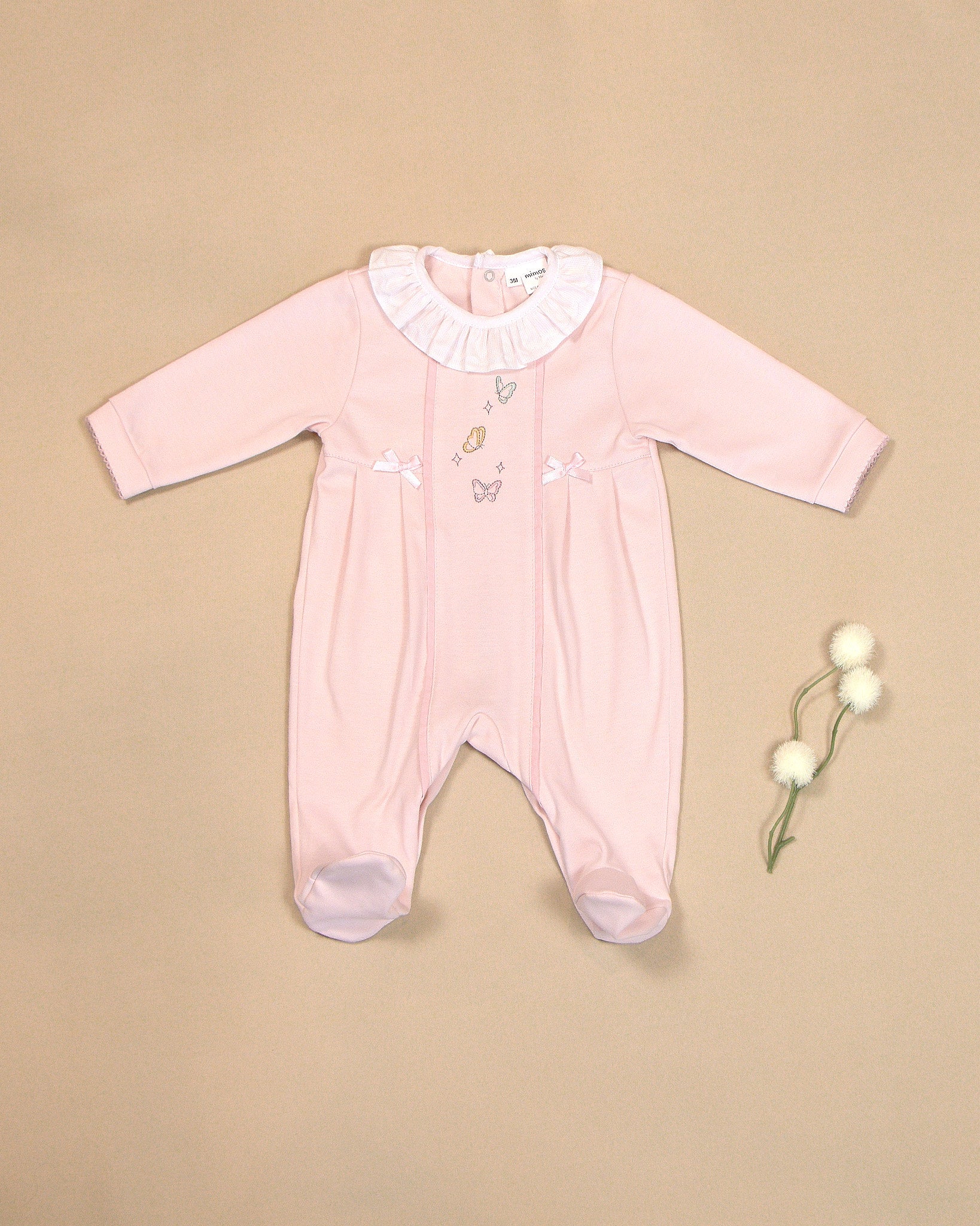 Butterflies Pajama with Embroidery & Ruffled Collar