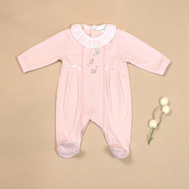 Butterflies Pajama with Embroidery & Ruffled Collar