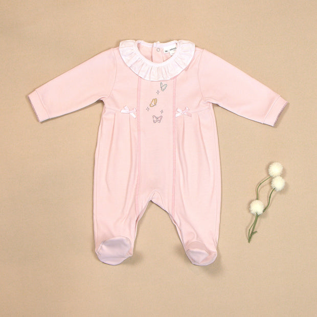 Butterflies Pajama with Embroidery & Ruffled Collar