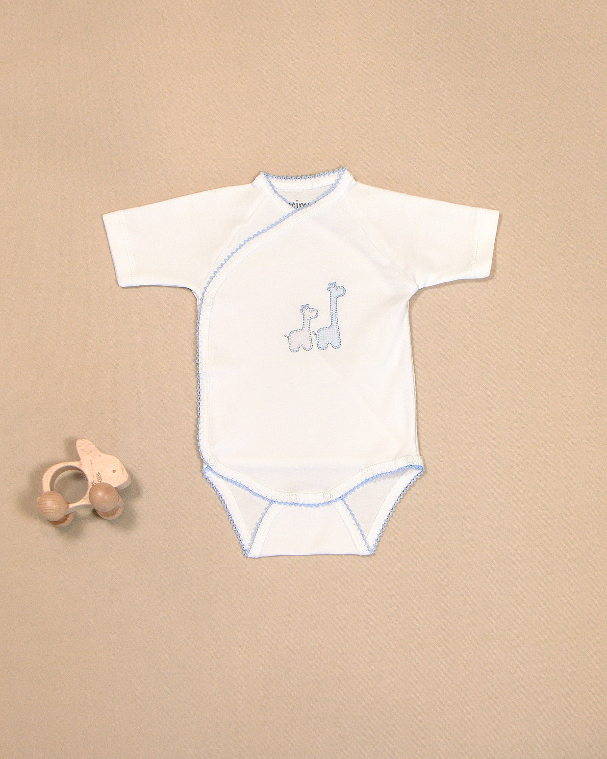 Giraffes Cotton Bodysuit with Wrap Design & Embroidery