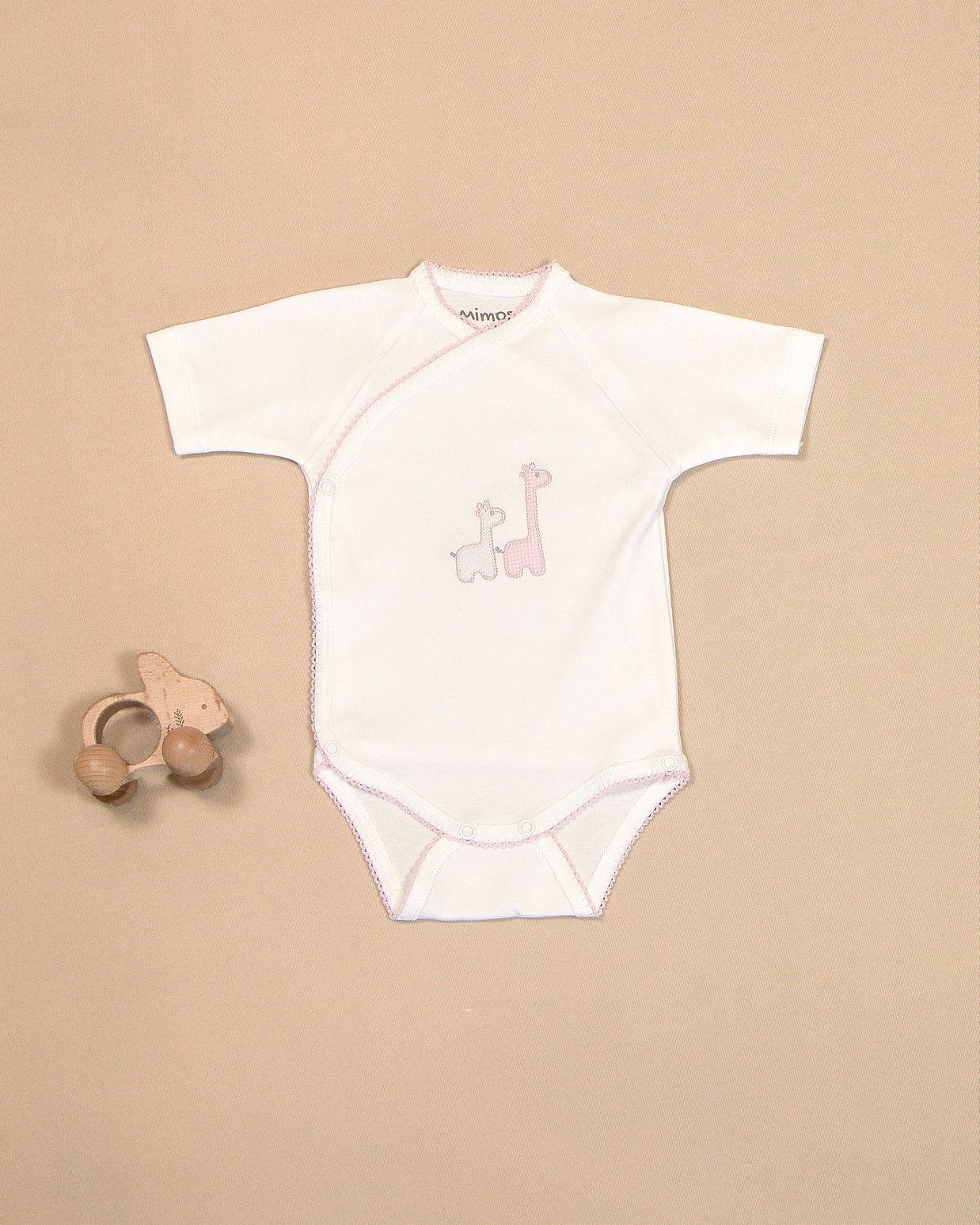 Giraffes Cotton Bodysuit with Wrap Design & Embroidery