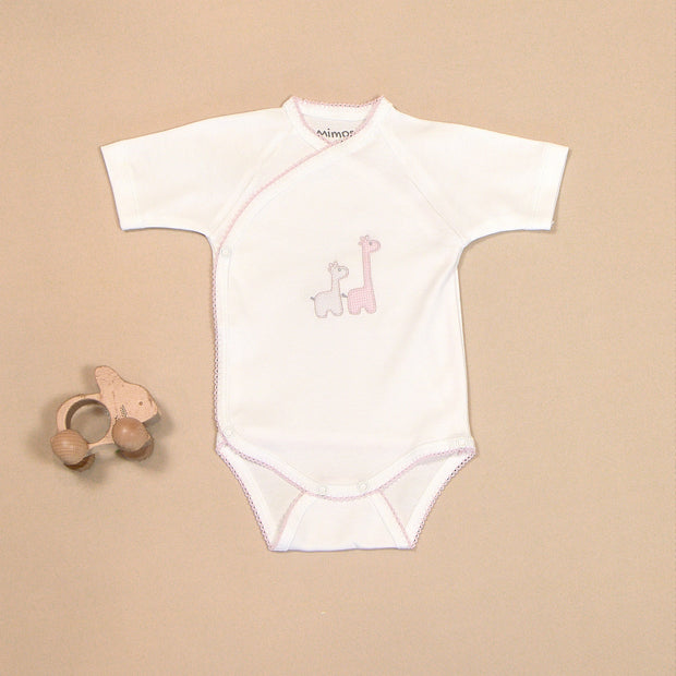 Giraffes Cotton Bodysuit with Wrap Design & Embroidery
