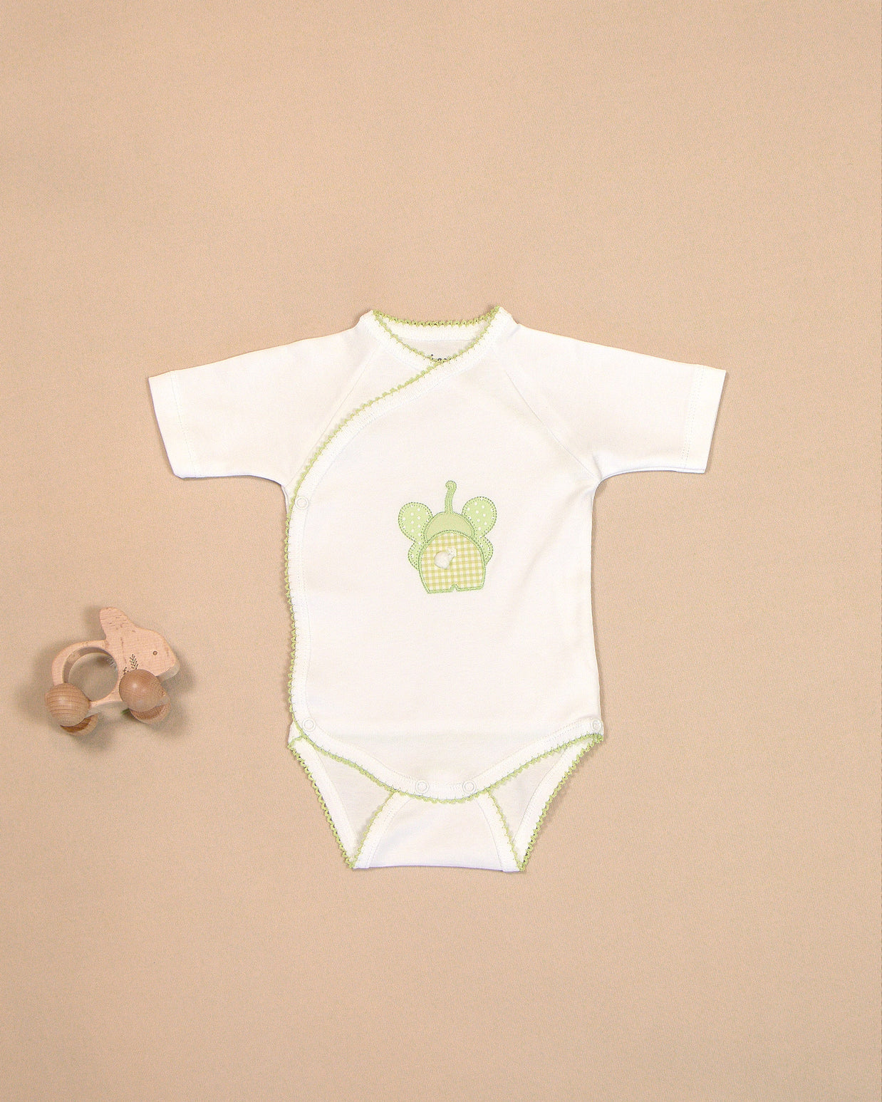 Elephant Cotton Bodysuit with Wrap Design & Appliqué