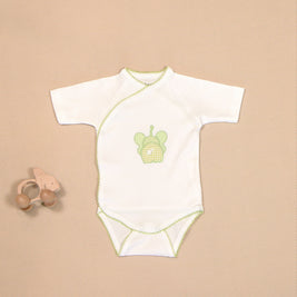 Elephant Cotton Bodysuit with Wrap Design & Appliqué