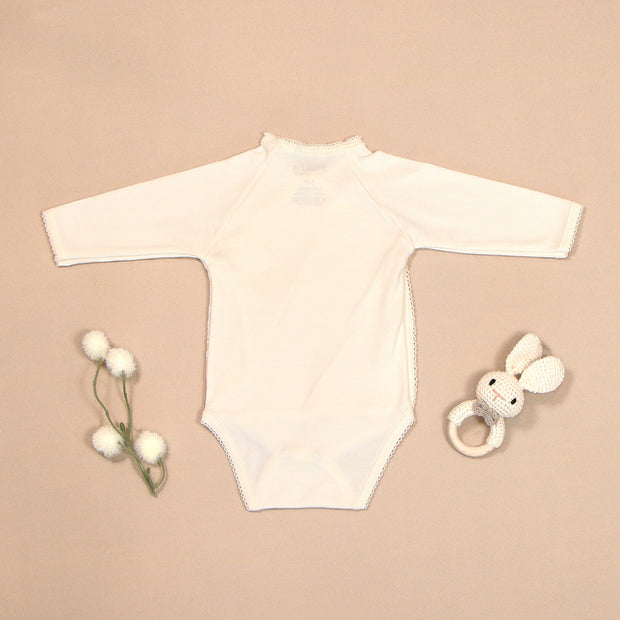 Eyelet Bodysuit with Lace Embroidery & Satin Bow