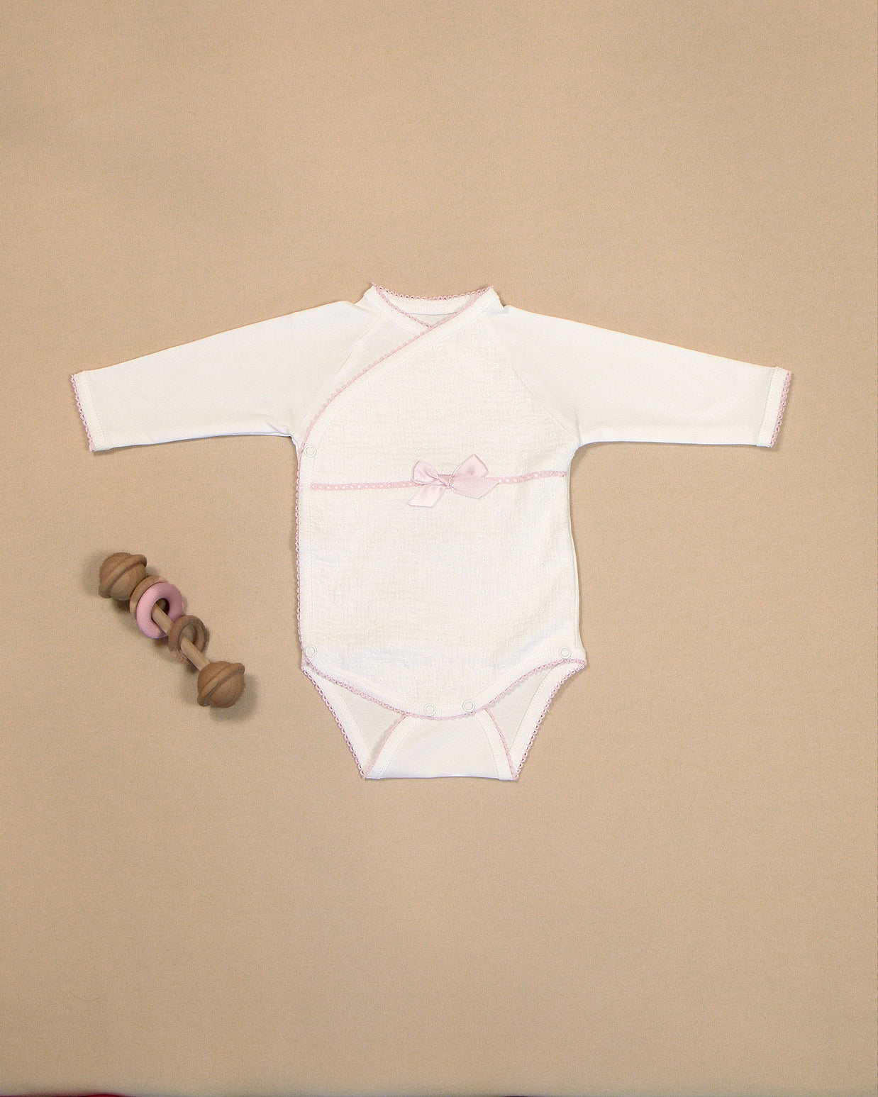 Eyelet Bodysuit with Lace Embroidery & Satin Bow