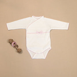 Eyelet Bodysuit with Lace Embroidery & Satin Bow