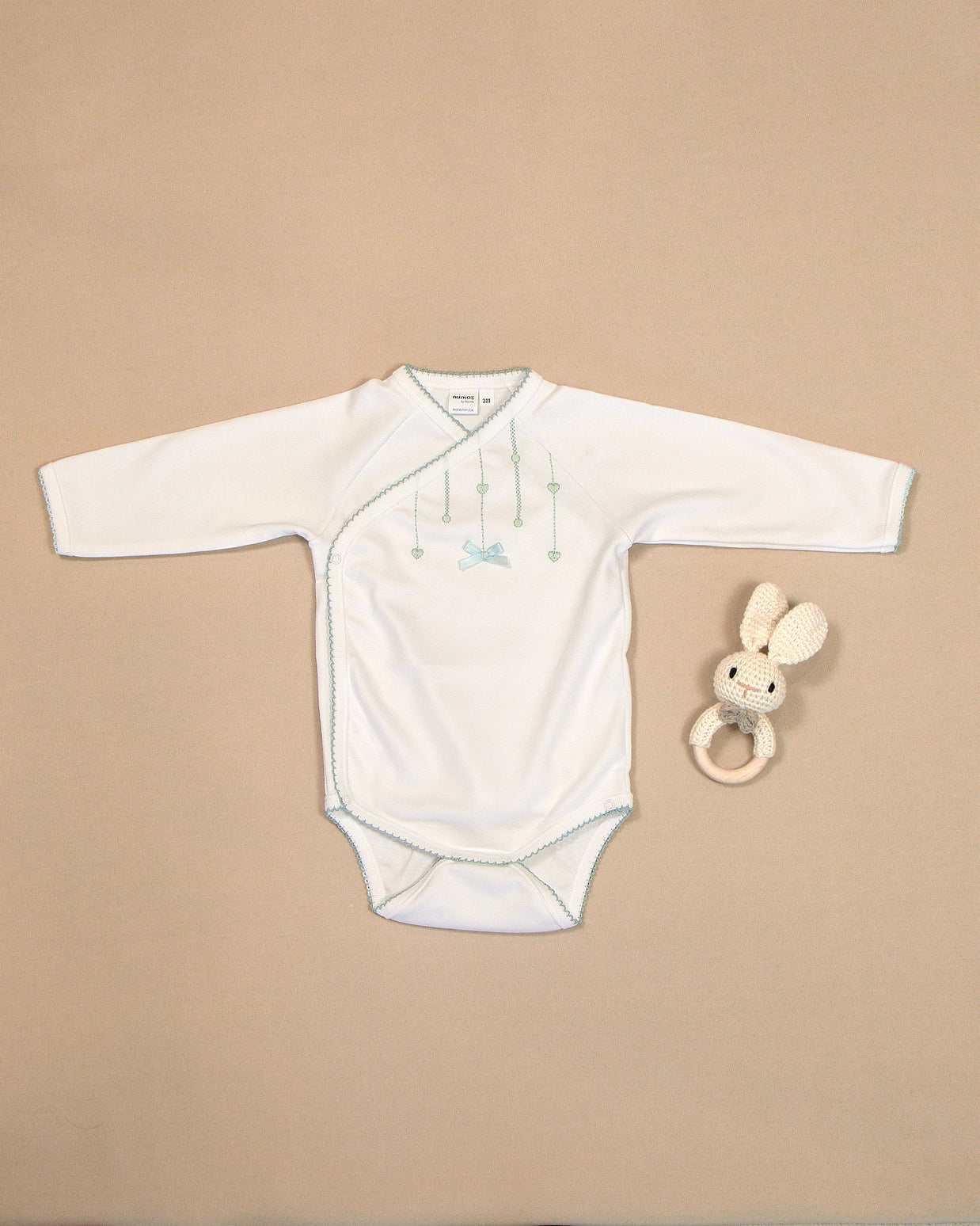 Hearts Bodysuit with Colored Stitching & Embroidery