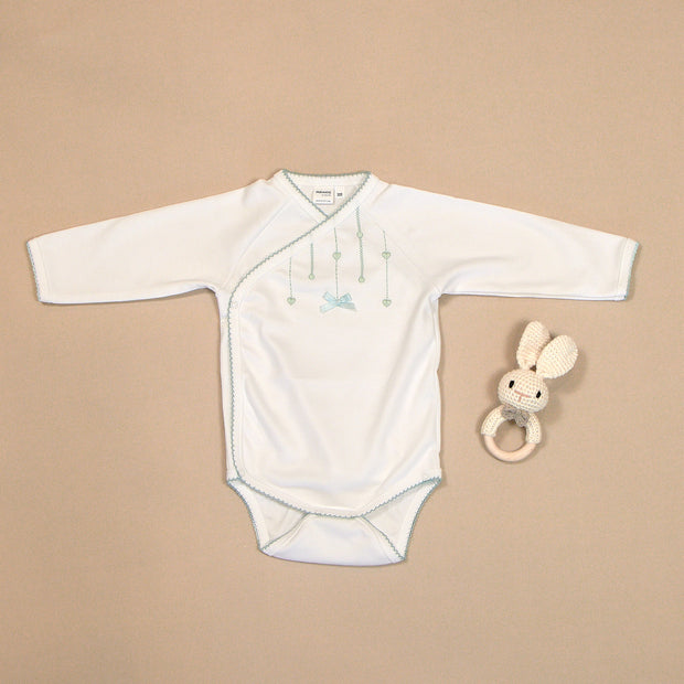 Hearts Bodysuit with Colored Stitching & Embroidery