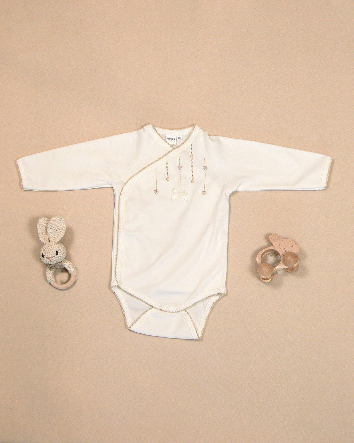 Hearts Bodysuit with Colored Stitching & Embroidery
