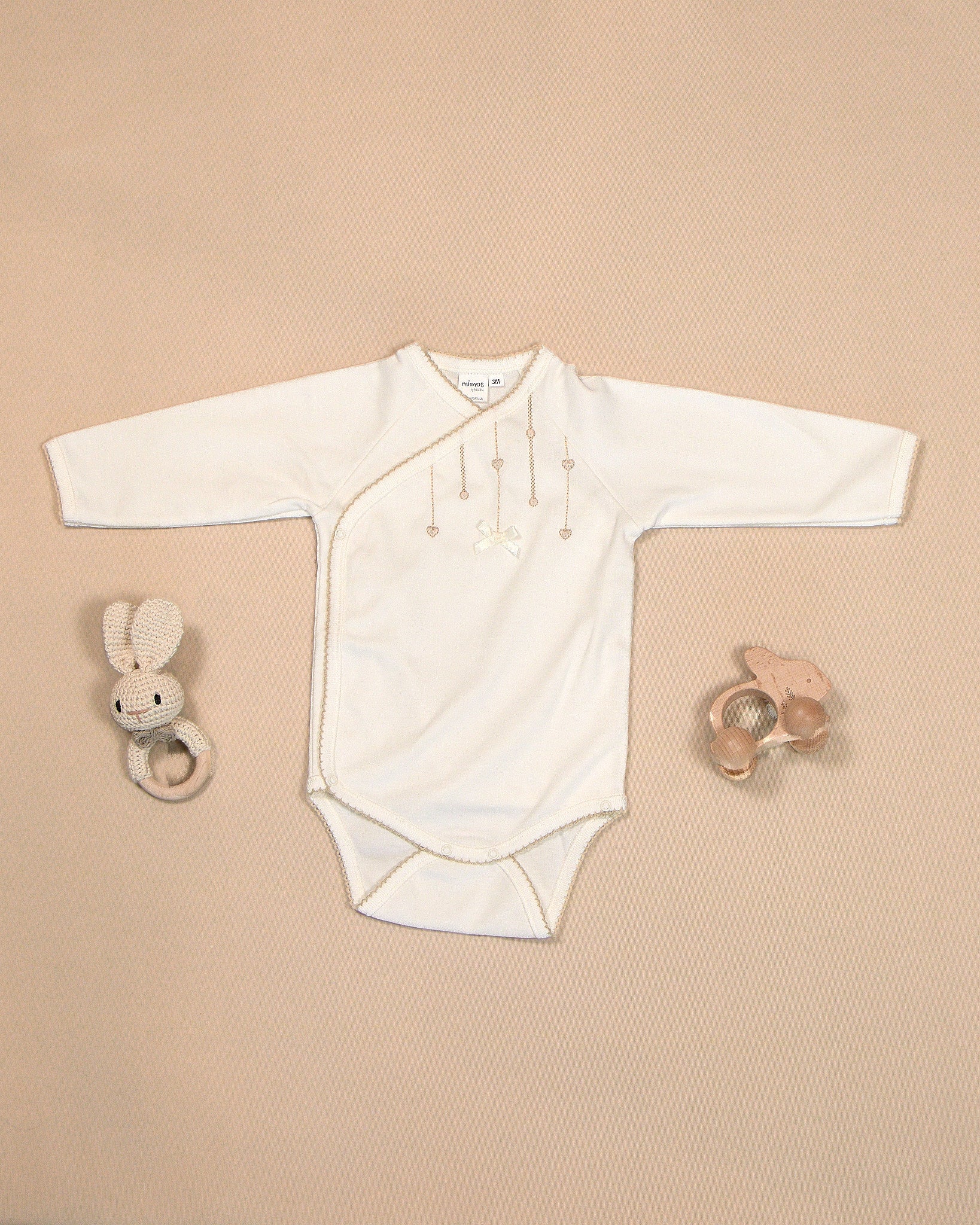Hearts Bodysuit with Colored Stitching & Embroidery
