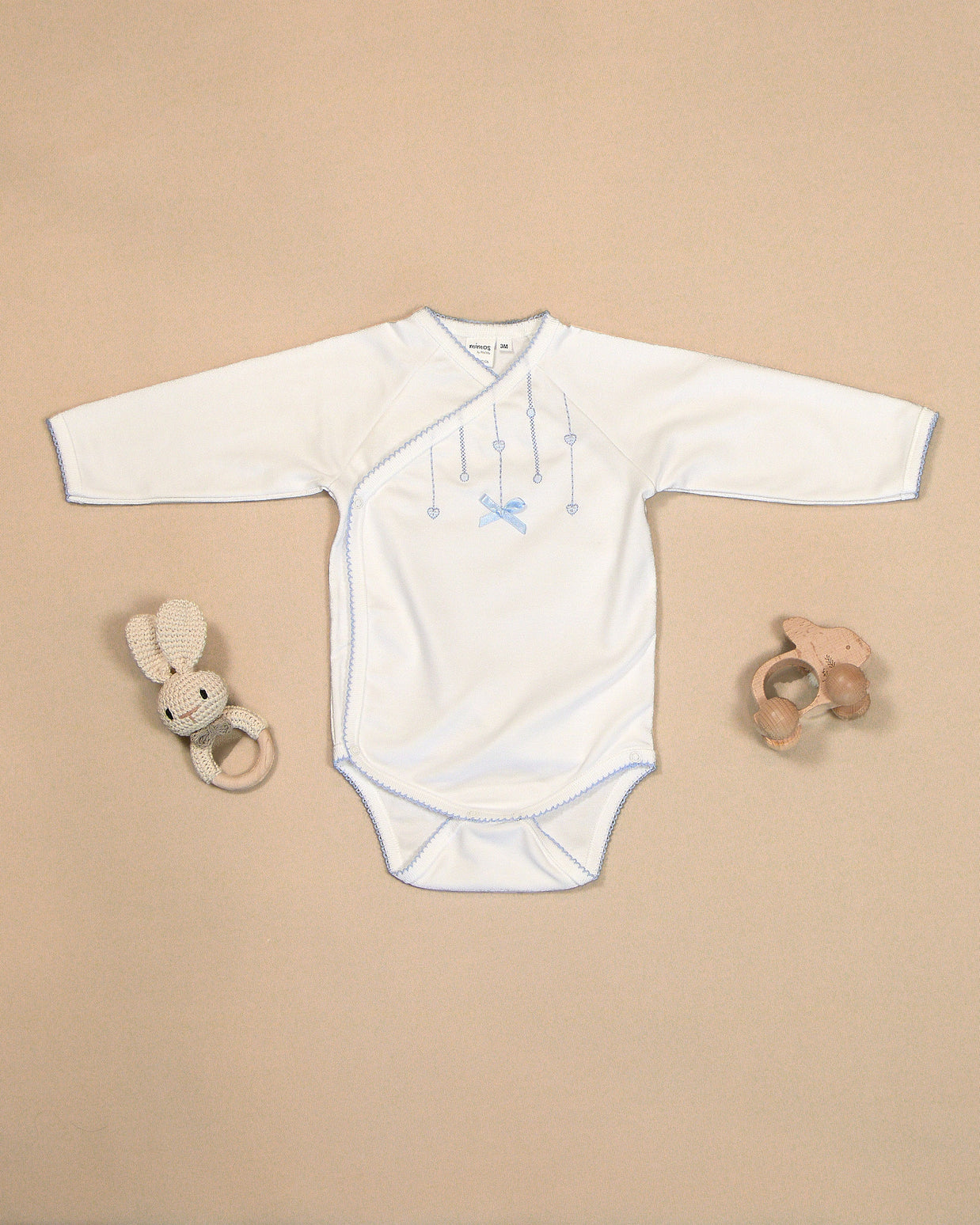 Hearts Bodysuit with Colored Stitching & Embroidery