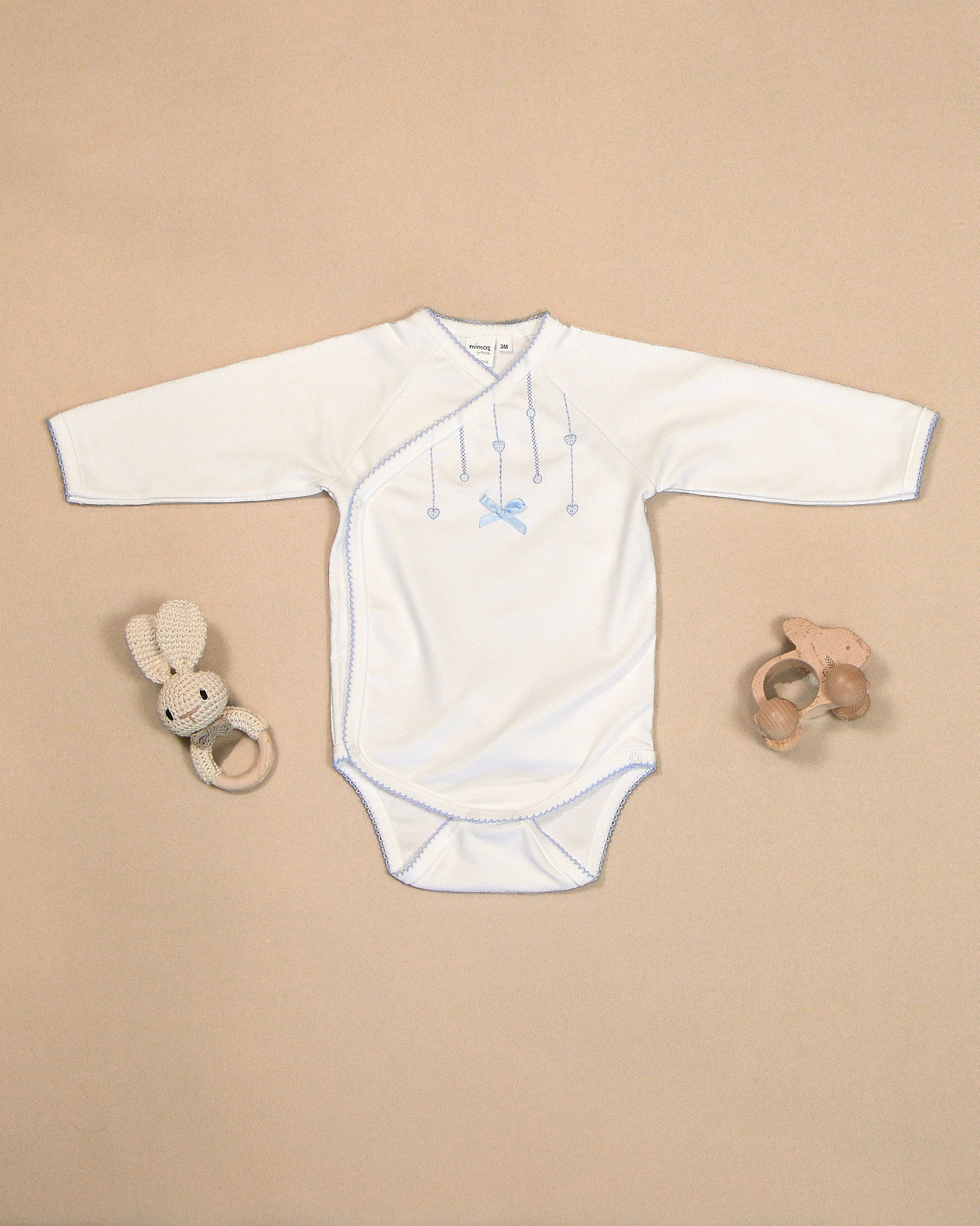 Hearts Bodysuit with Colored Stitching & Embroidery