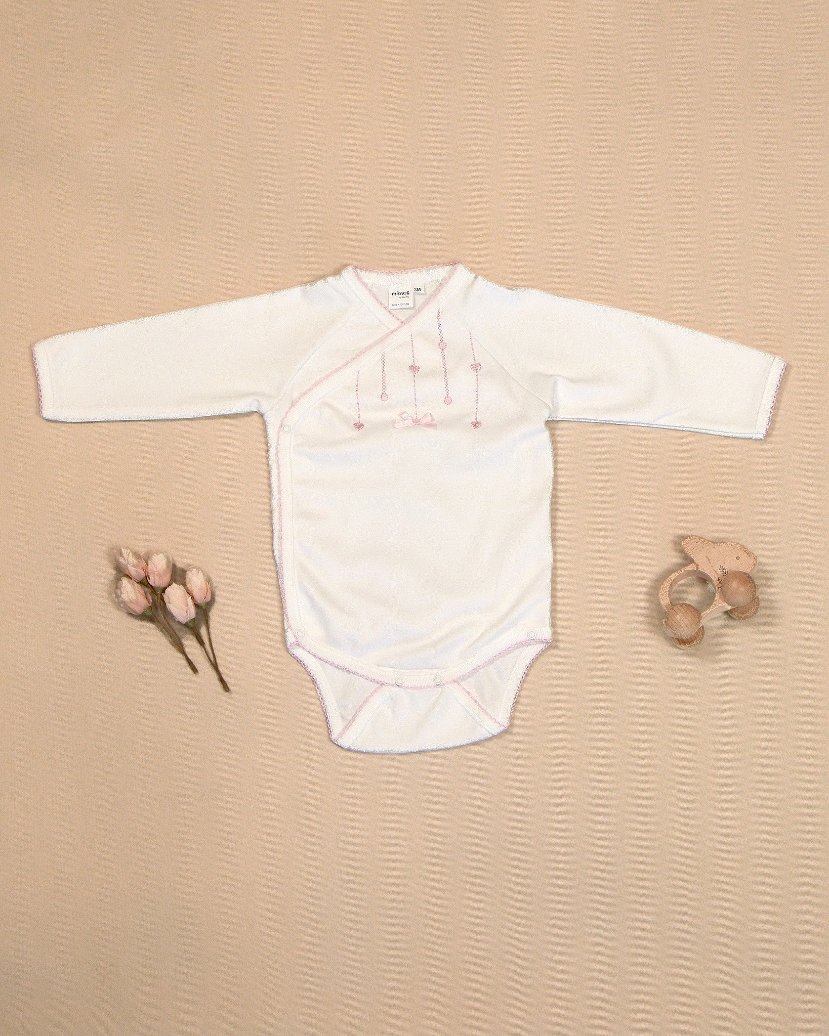 Hearts Bodysuit with Colored Stitching & Embroidery