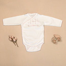Hearts Bodysuit with Colored Stitching & Embroidery