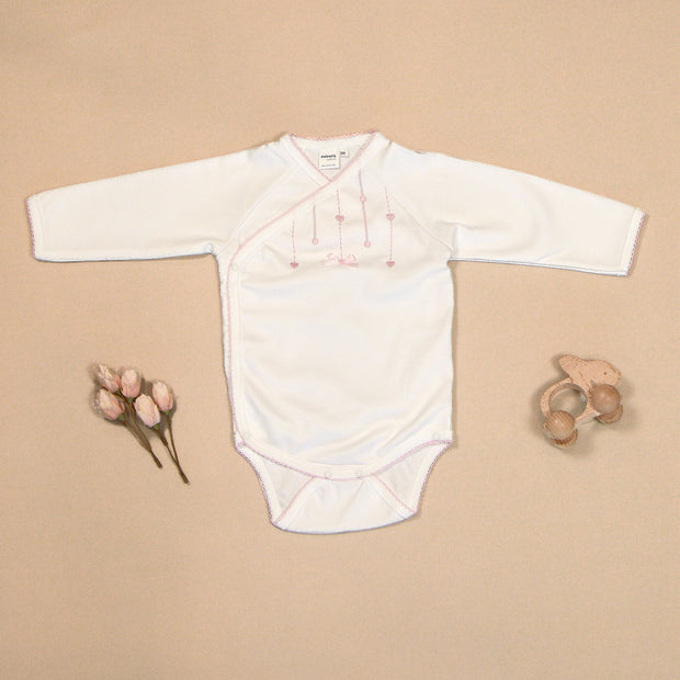 Hearts Bodysuit with Colored Stitching & Embroidery