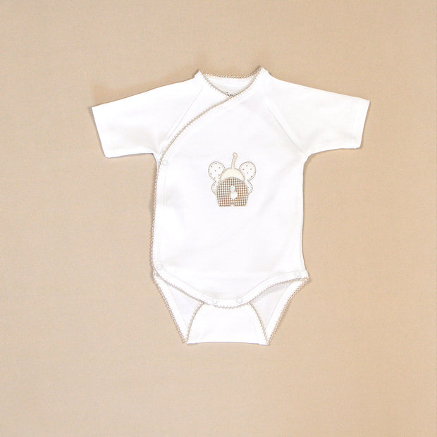 Elephant Cotton Bodysuit with Wrap Design & Appliqué