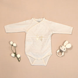 Eyelet Bodysuit with Lace Embroidery & Satin Bow