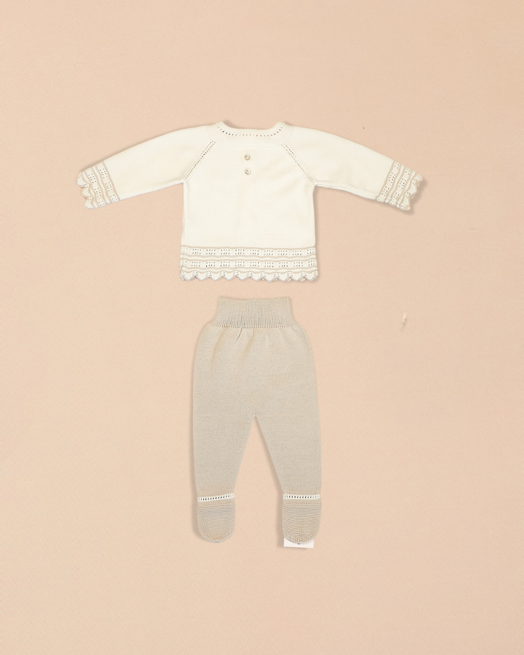 Beige 2 Piece Set – Cardigan with Footed Pants