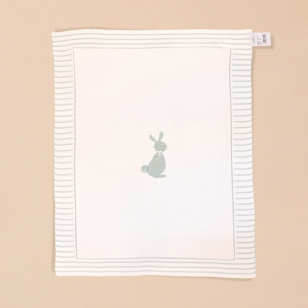 Knit Blanket with Bunny Motif