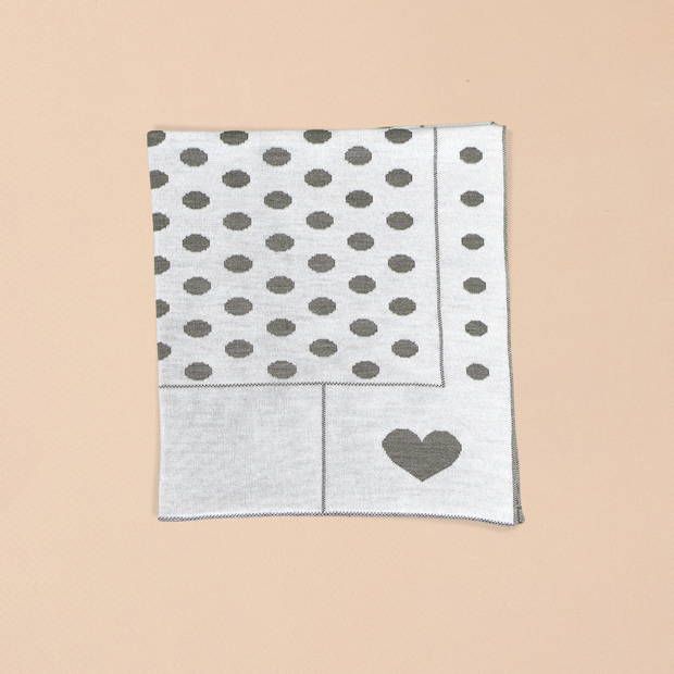 Reversible  Blanket with Polka Dots and Heart Motifs