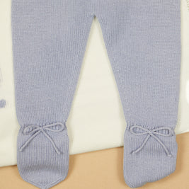 Frost 4 Piece Set – Bunny Motif, Footed Pants, Bonnet & Blanket