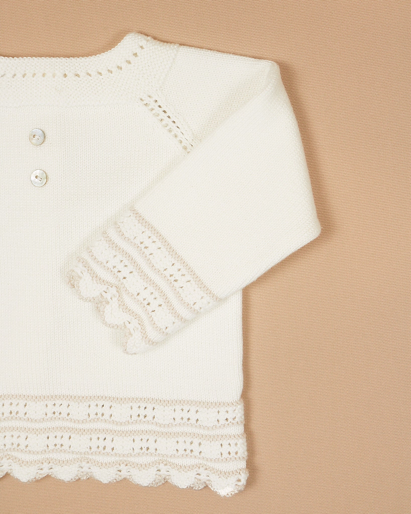 Beige 2 Piece Set – Cardigan with Footed Pants