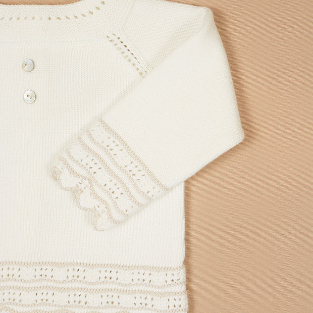 Beige 2 Piece Set – Cardigan with Footed Pants