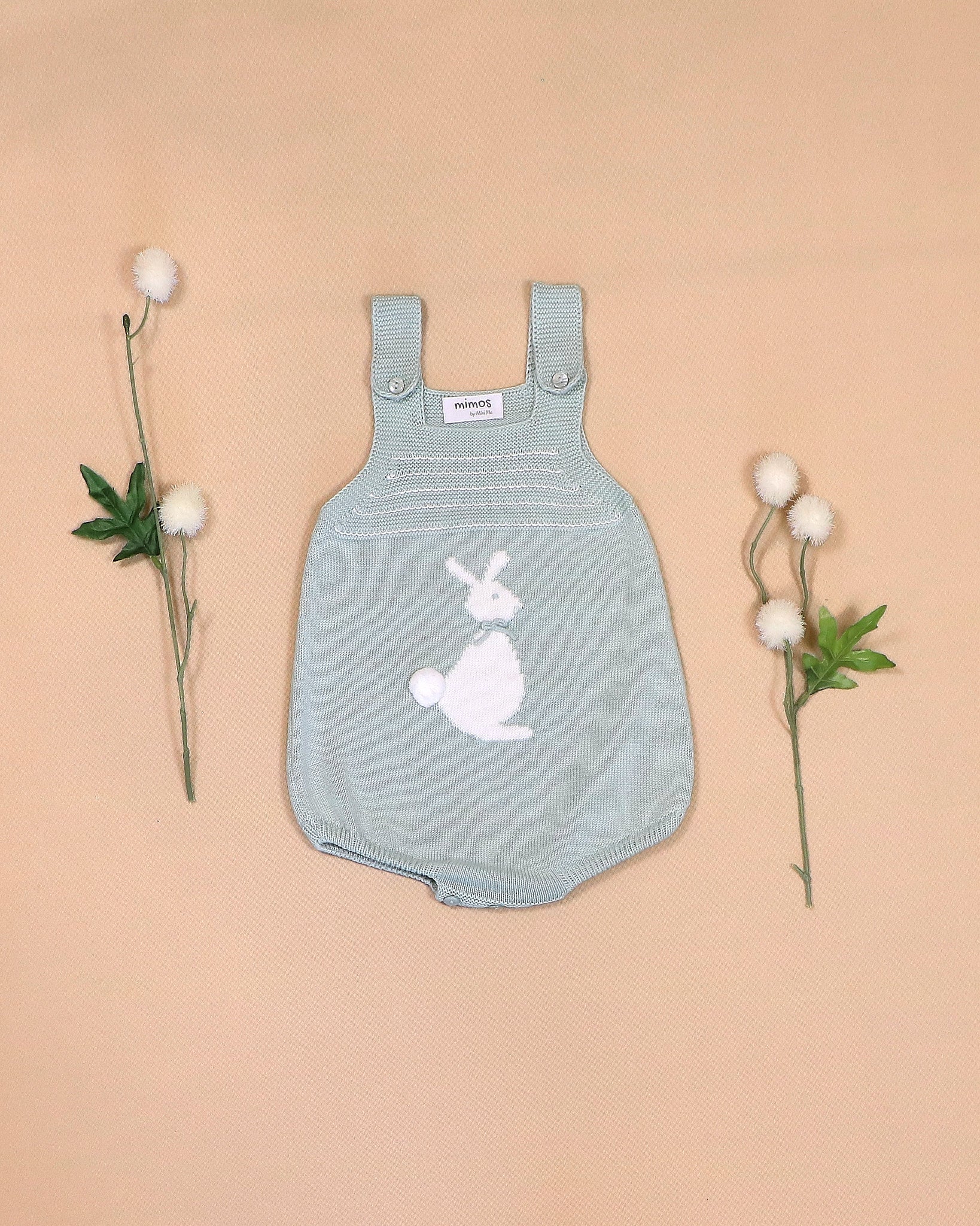 Jade Romper with Bunny Motif & White Top