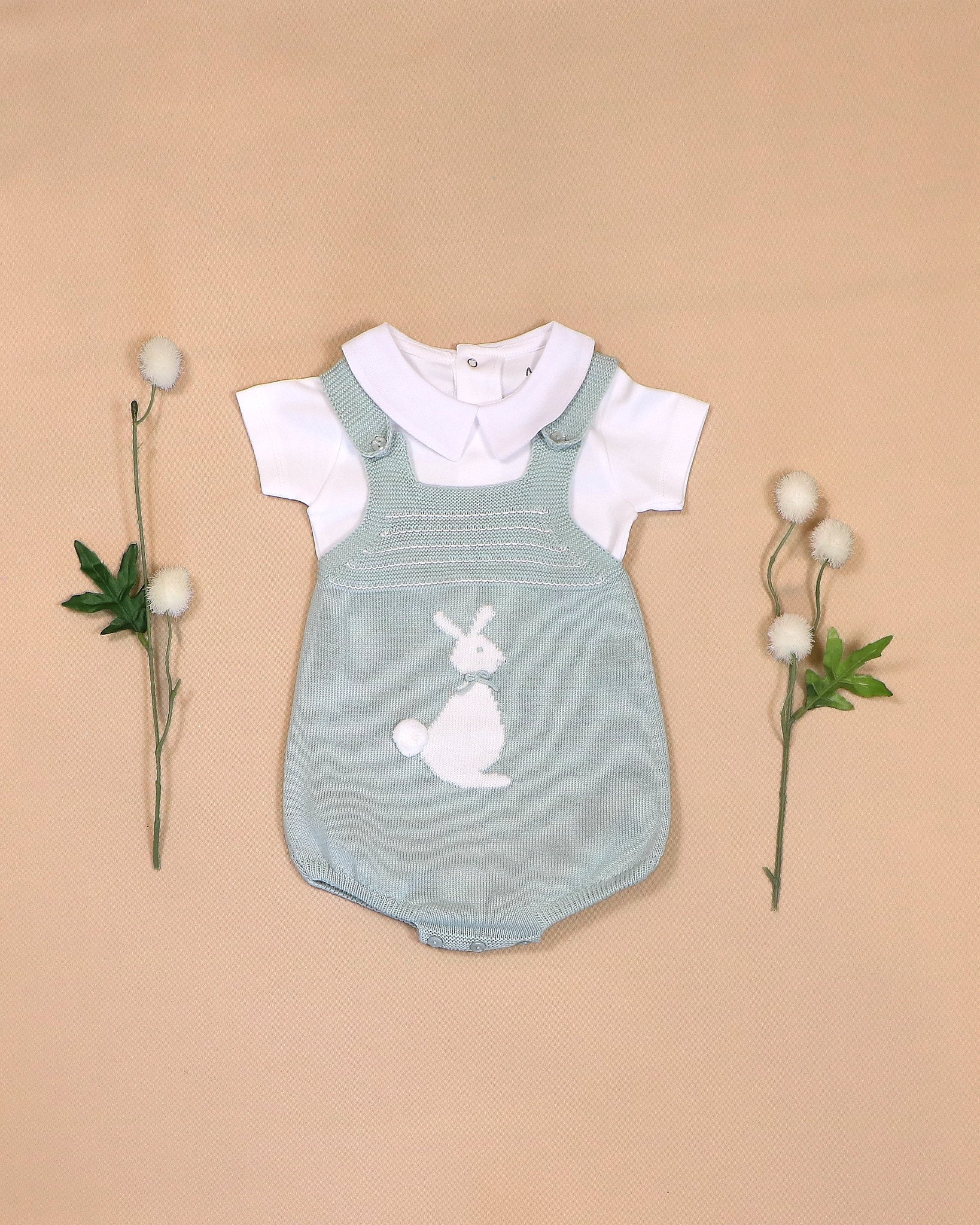 Jade Romper Set with Bunny Motif & Blanket