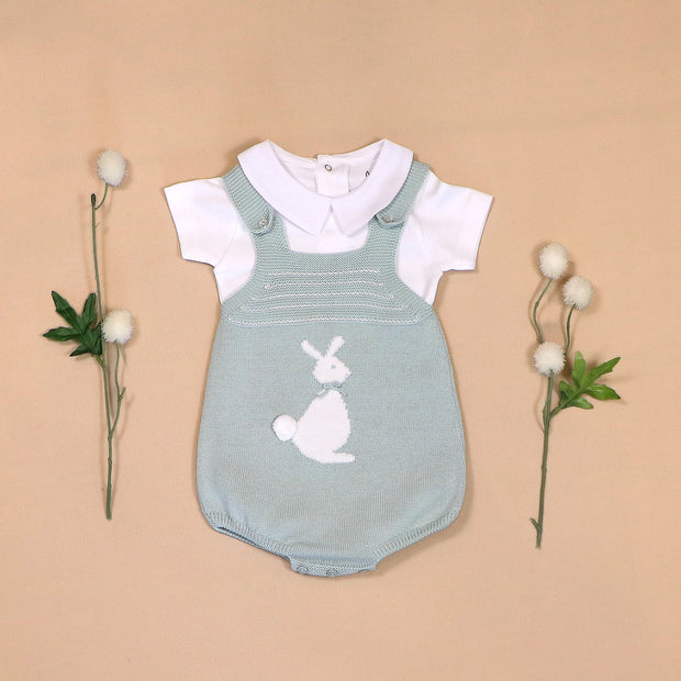 Jade Romper Set with Bunny Motif & Blanket