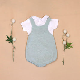 Jade Romper with Bunny Motif & White Top