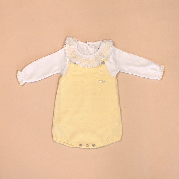 Lucia Knit Romper with Ruffled Top & Booties