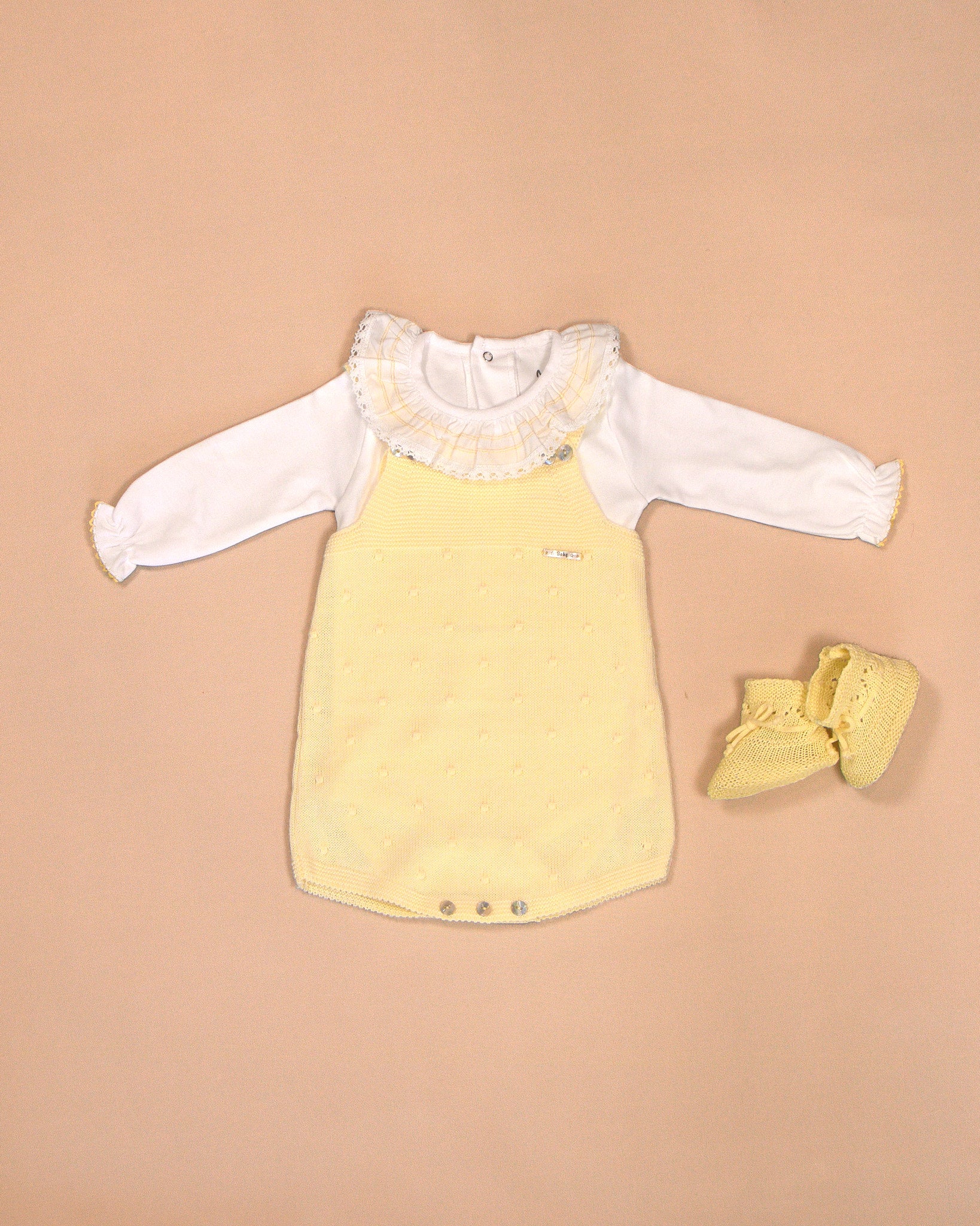 Lucia Knit Romper with Ruffled Top & Booties