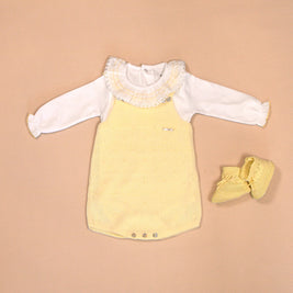 Lucia Knit Romper with Ruffled Top & Booties