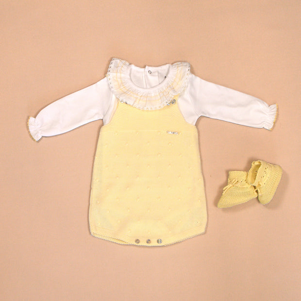 Lucia Knit Romper with Ruffled Top & Booties